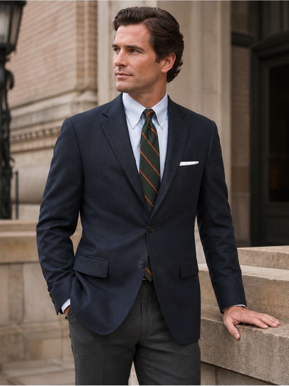 Brooks Brothers 346 Mens Charcoal Gray Blazer 42L Stretch Wool Herringbone